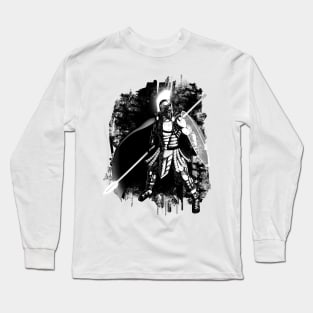 Futuristic Cyber Spartan Black and White Long Sleeve T-Shirt